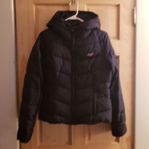 Hollister Lightweight Hooded Down Puffer Jacket Coat Navy Blue Medium